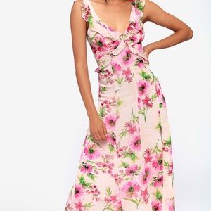 Lulu's | Dresses | Lulus Pink Floral Maxi Dress | Poshmark